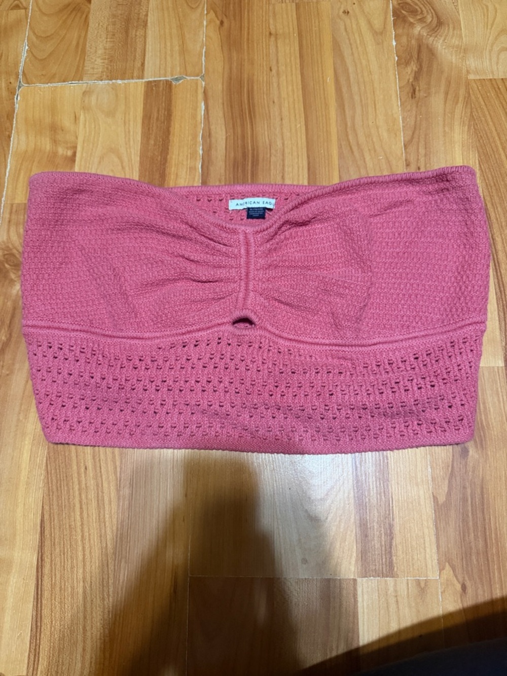 American Eagle Outfitters Pink Crochet Strapless Bandeau Top